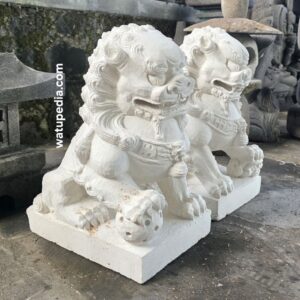 Patung Singa samsi tinggi 40 cm batu putih super