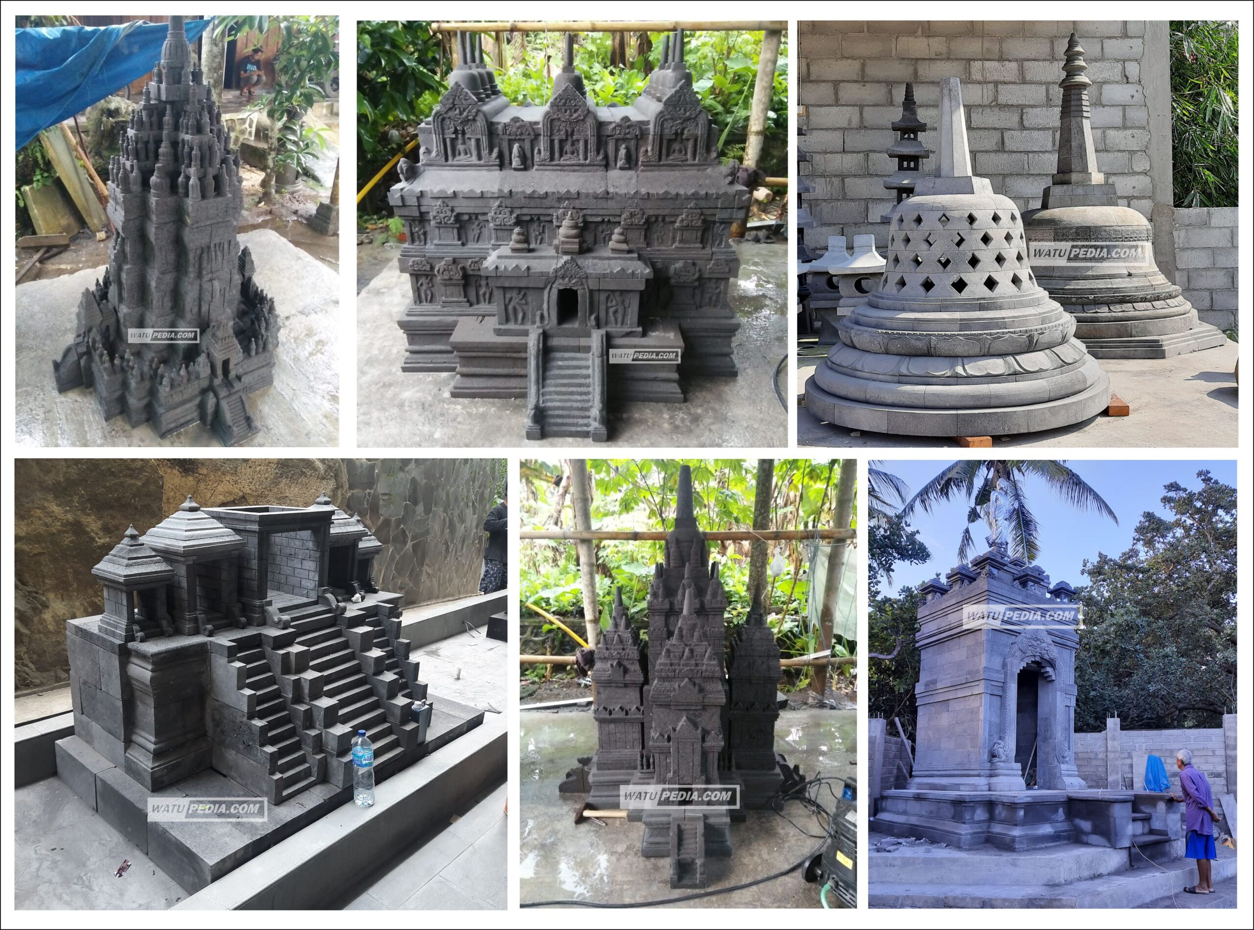 Miniatur candi batu alam untuk taman