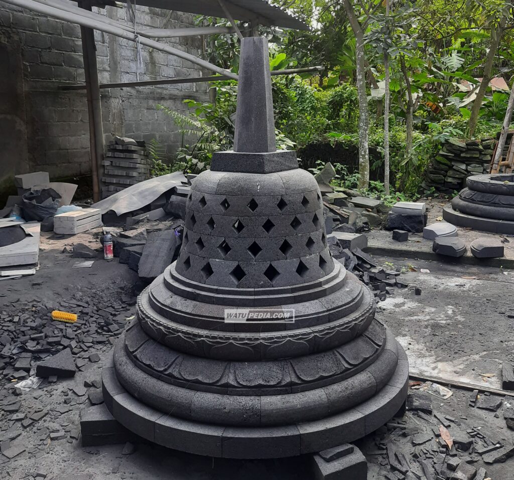 stupa batu candi diameter 120 cm
