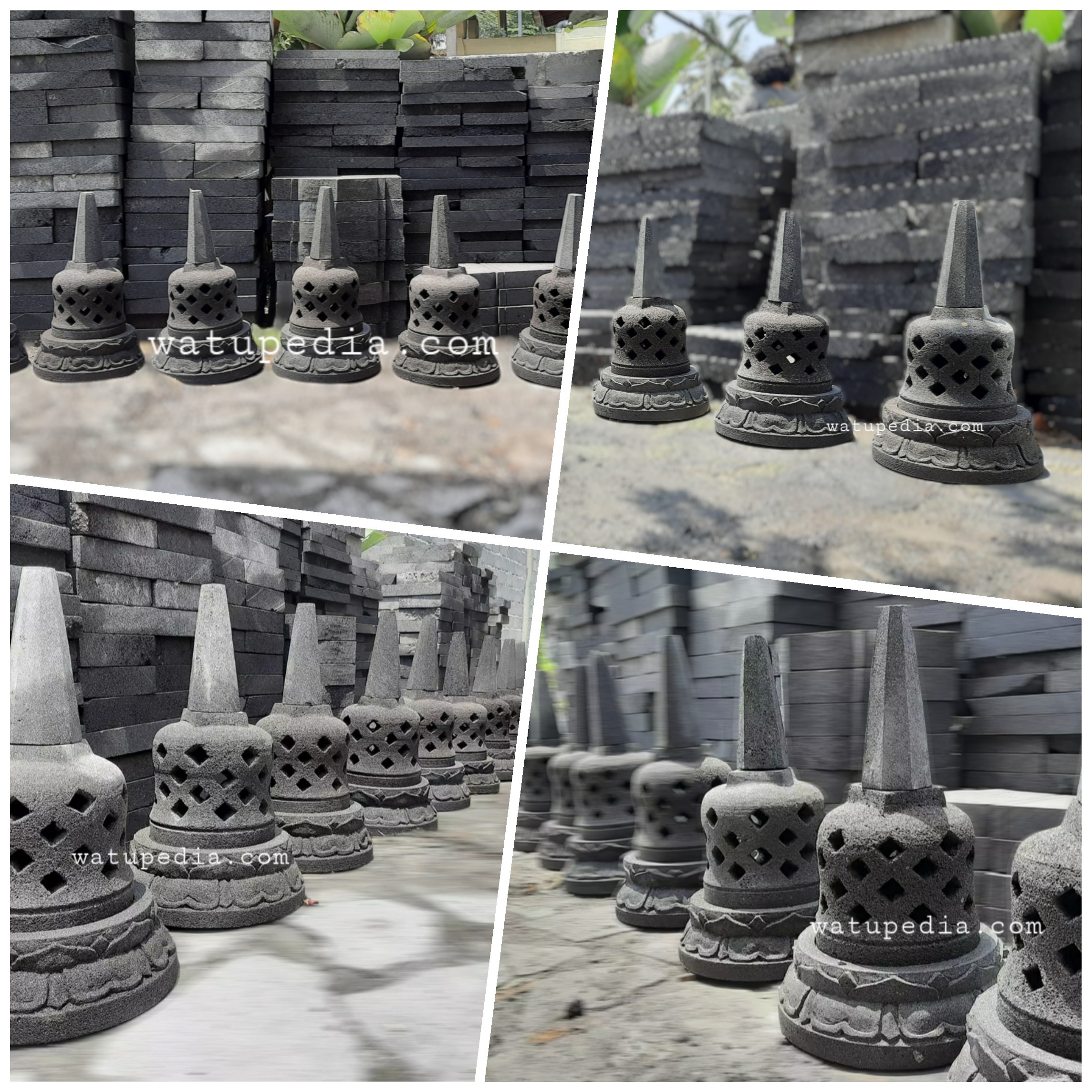 Stupa batu candi asli untuk pagar