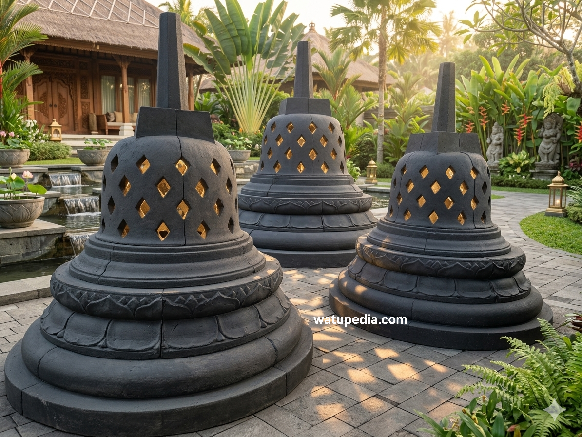 Stupa diameter 2 meter cetakan dengan kerangka besi