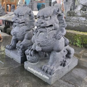 Patung singa samsi tinggi 50 cm batu candi