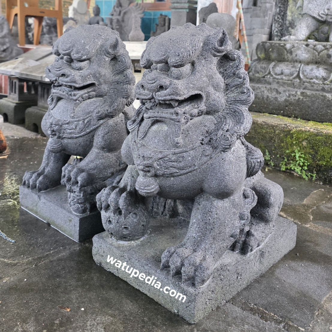 Patung singa samsi tinggi 50 cm batu candi