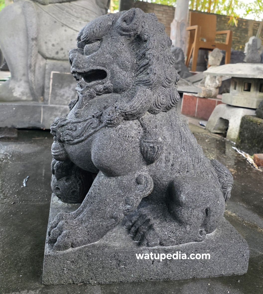 Patung Singa Samsi batu candi tinggi 50 cm - Gambar 4