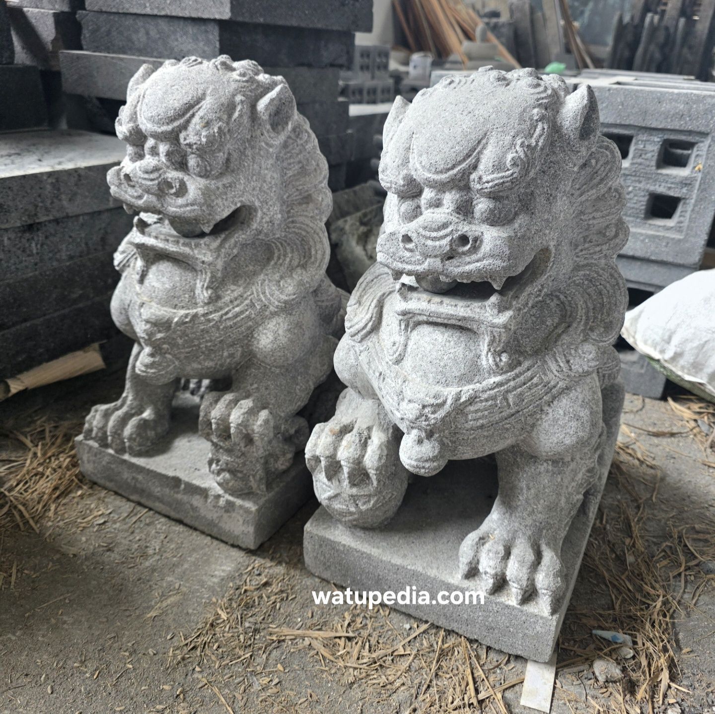patung singa samsi batu candi tinggi 45 cm