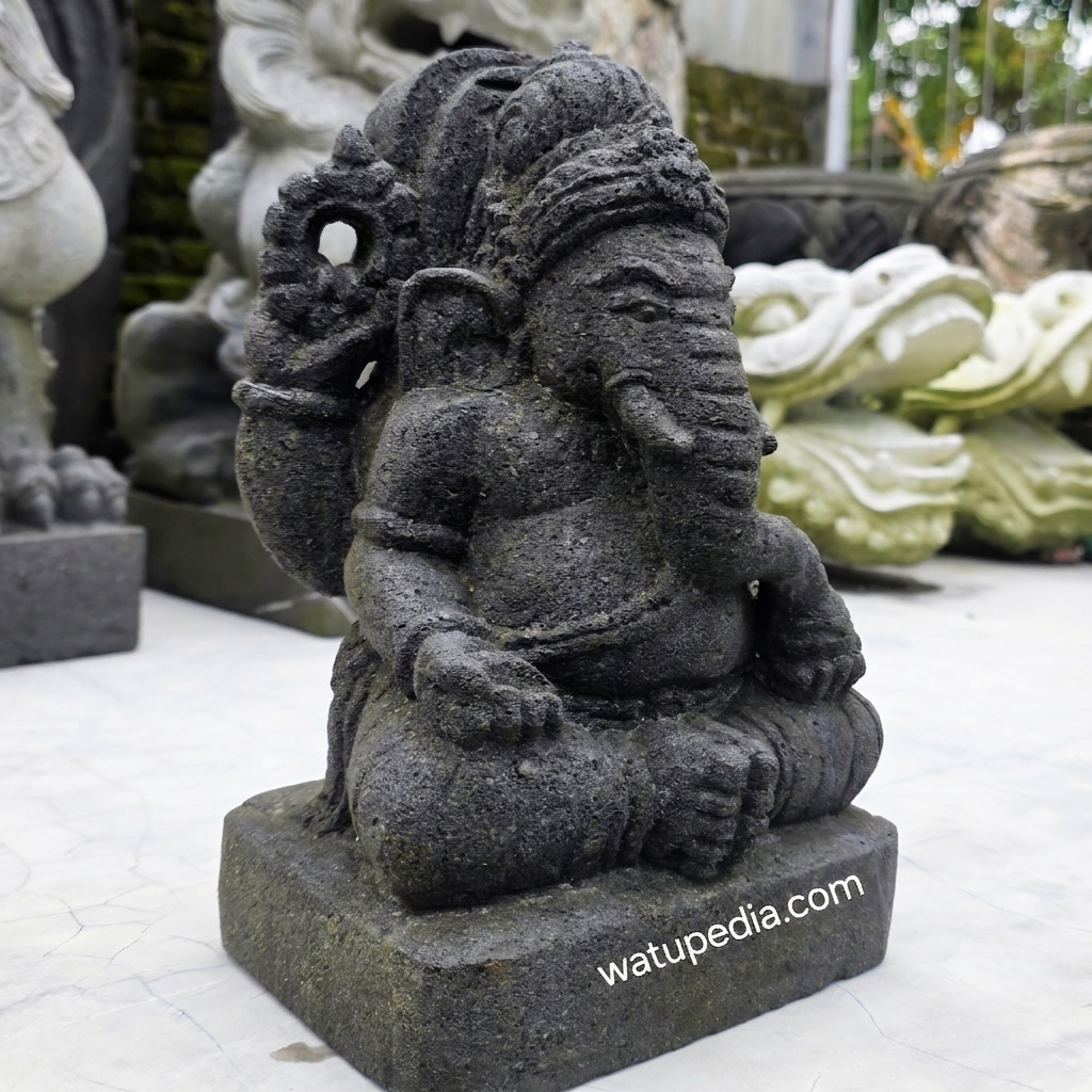 patung ganesha batu asli 30 cm